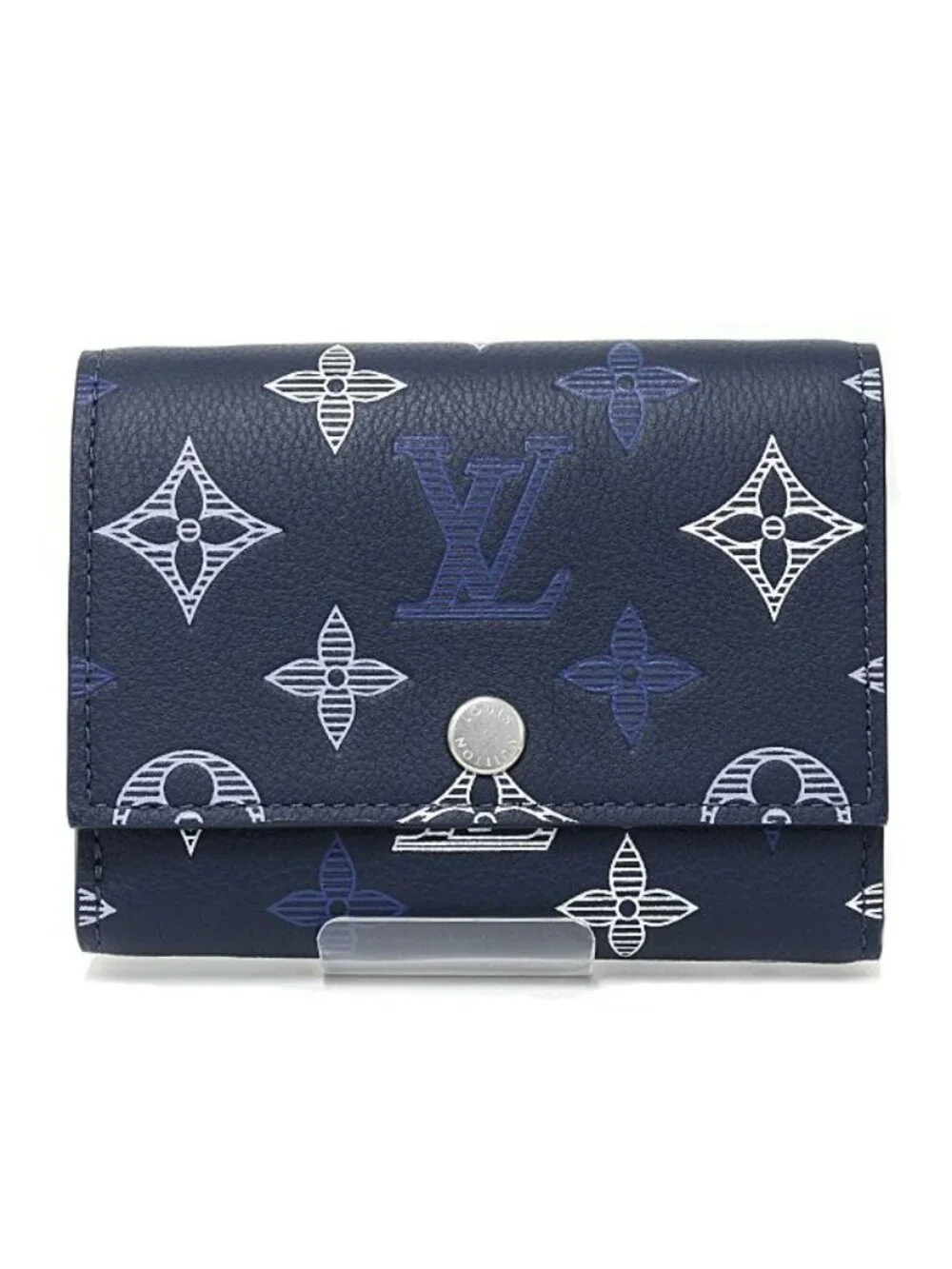 Louis Vuitton Victor Wallet Trifold Monogram Shadow Navy Blue
